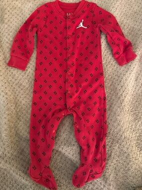 Jordan Red Footed Baby One-Piece with Jumpman